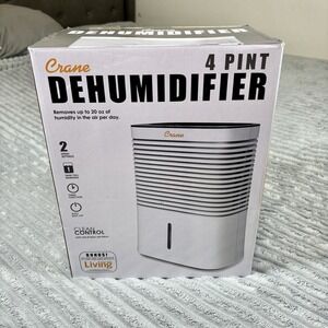 Crane 4 Pint Compact Dehumidifier with 2 Settings for Small to Medium Rooms NIB